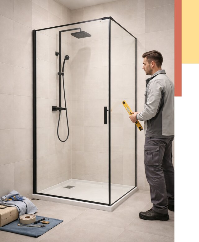 Стеклянные перегородки для душа в Новодвинске от 12784 руб. | Монтаж под ключ — ОТДЕЛОЧНИК-Нвд