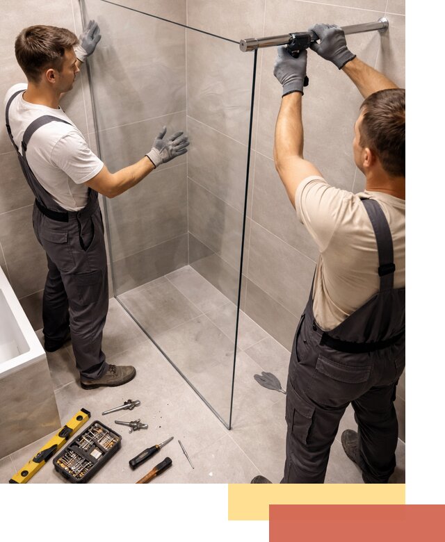 Стеклянные перегородки для душа в Новодвинске — изготовление и монтаж