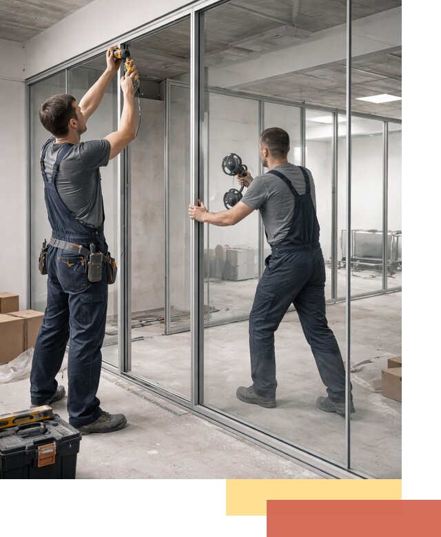 Алюминиевые перегородки со стеклом в Новодвинске — изготовление и монтаж