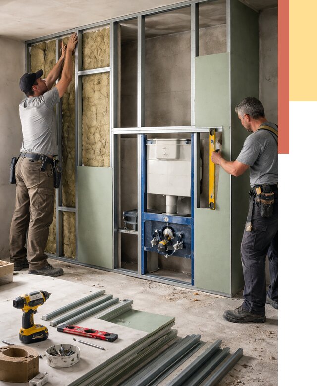 Установка сантехнических перегородок в Новодвинске от 8693 руб. | ОТДЕЛОЧНИК-Нвд