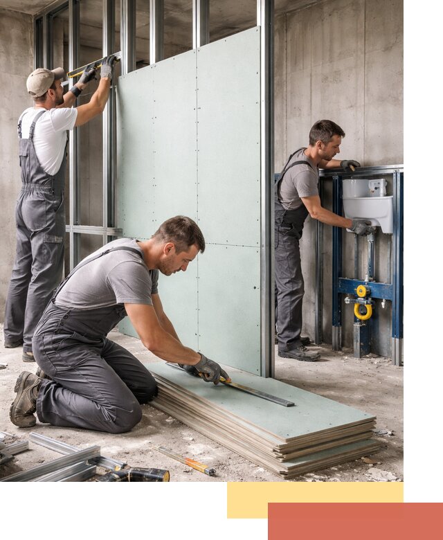 Монтаж и ремонт сантехнических перегородок в Новодвинске