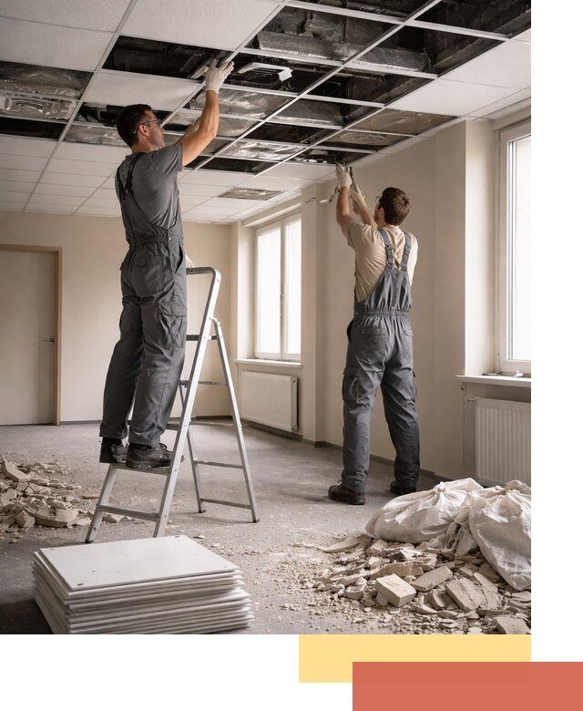 Демонтаж потолков Армстронг профессионально в Новодвинске