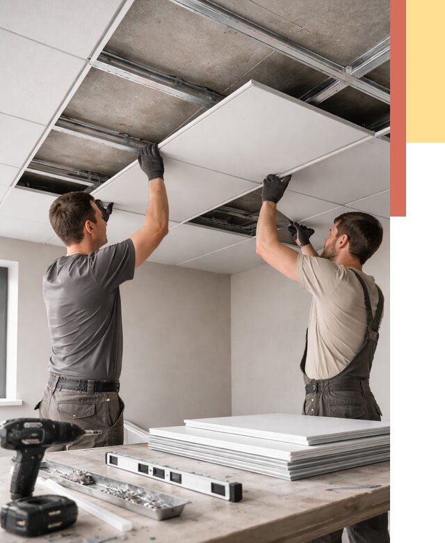 Монтаж кассетного потолка в Новодвинске от 4602 руб/м2 — установка и сборка | ОТДЕЛОЧНИК-Нвд