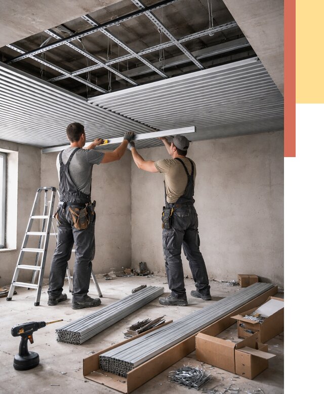 Монтаж реечного потолка в Новодвинске от 4602 руб. под ключ | ОТДЕЛОЧНИК-Нвд