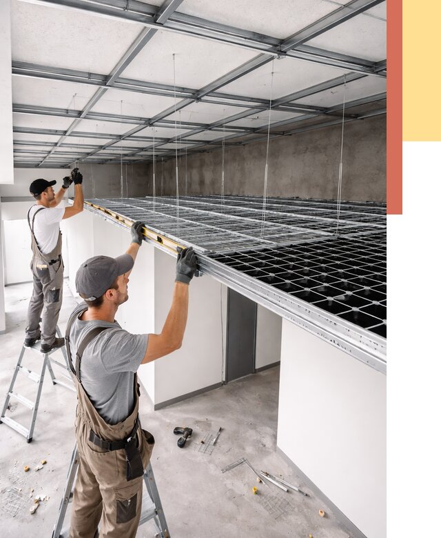 Монтаж потолка грильято в Новодвинске от 460 руб./м² — быстрая сборка под ключ | ОТДЕЛОЧНИК-Нвд