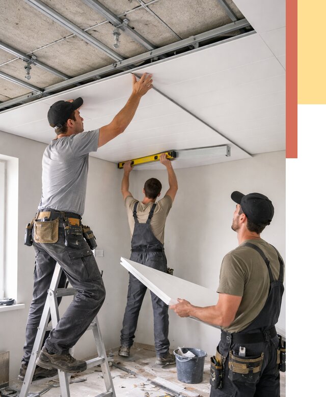 Монтаж потолка из ПВХ панелей в Новодвинске от 3579 руб./м2 — быстро и недорого | ОТДЕЛОЧНИК-Нвд