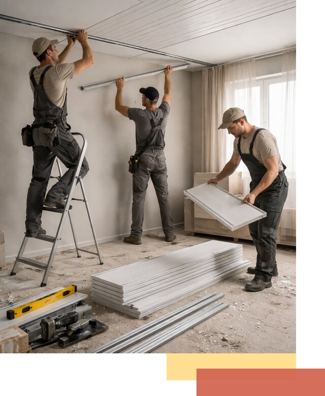 Монтаж потолка из ПВХ панелей в Новодвинске оперативно и качественно