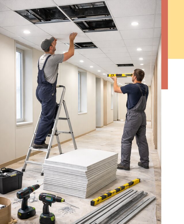 Ремонт потолка Армстронг в Новодвинске от 4602 руб. — быстро и недорого | ОТДЕЛОЧНИК-Нвд