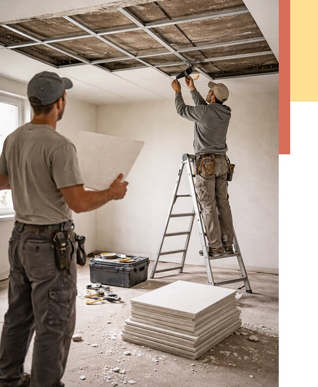Замена плит подвесного потолка в Новодвинске от 1790 руб. быстро и недорого | ОТДЕЛОЧНИК-Нвд