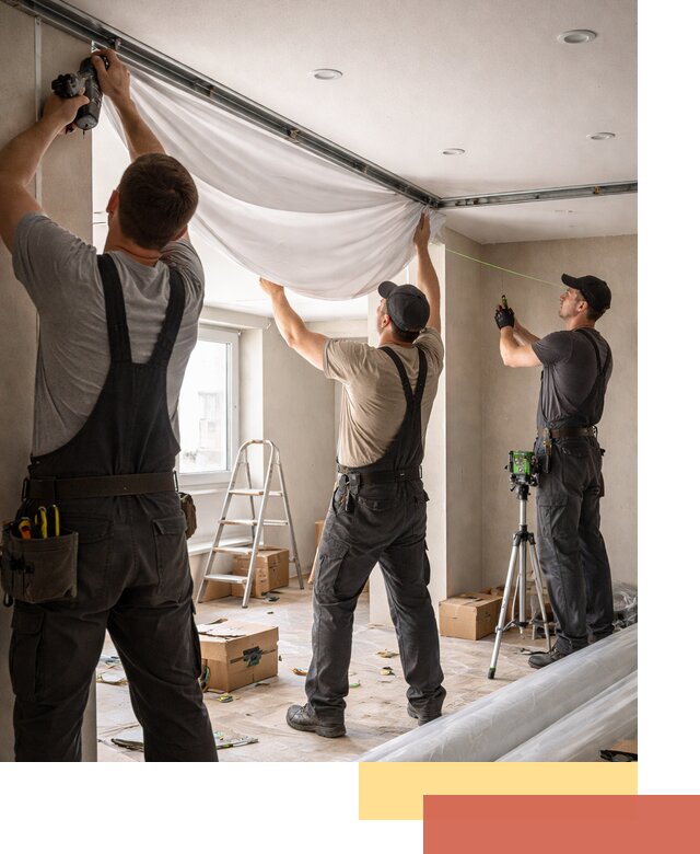 Монтаж парящего натяжного потолка под ключ в Новодвинске