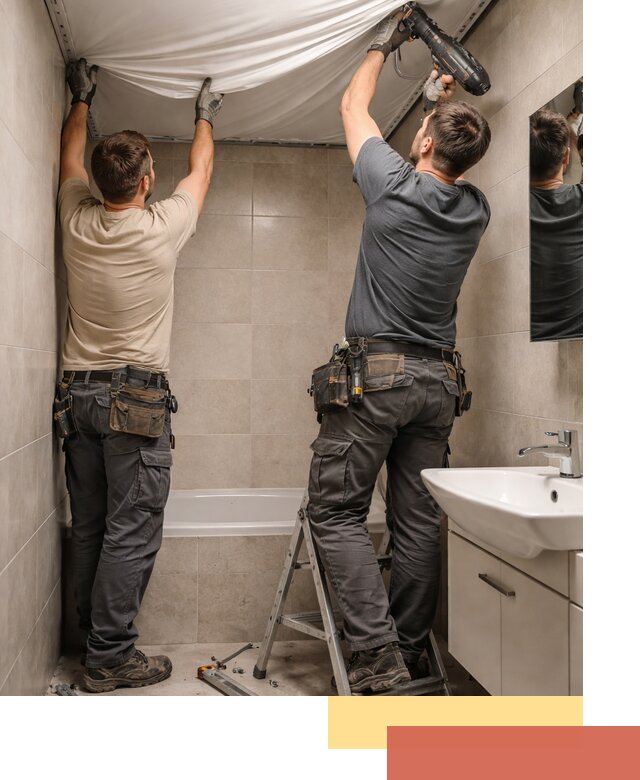 Монтаж натяжного потолка в ванной в Новодвинске быстро и качественно