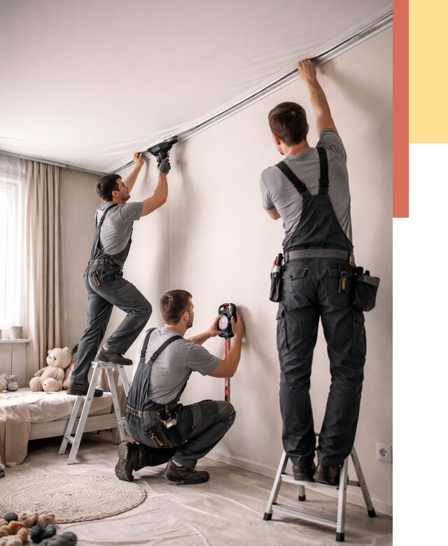 Монтаж натяжного потолка в детской в Новодвинске от 3579 руб. — быстро и недорого | ОТДЕЛОЧНИК-Нвд