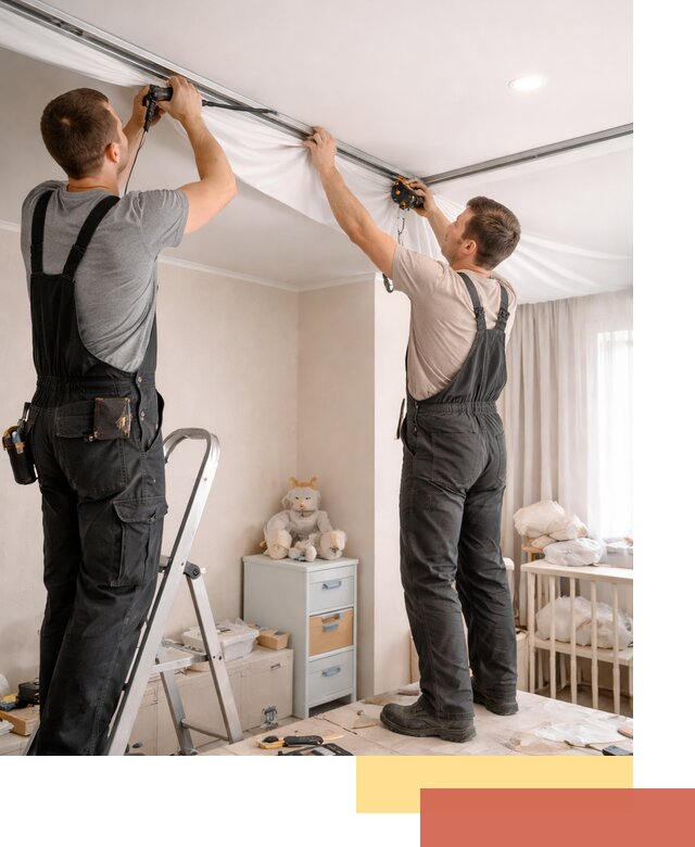 Монтаж натяжного потолка в детской комнате в Новодвинске