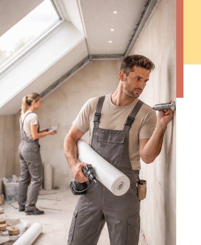 Монтаж натяжного потолка на мансарде в Новодвинске от 3579 руб. | ОТДЕЛОЧНИК-Нвд