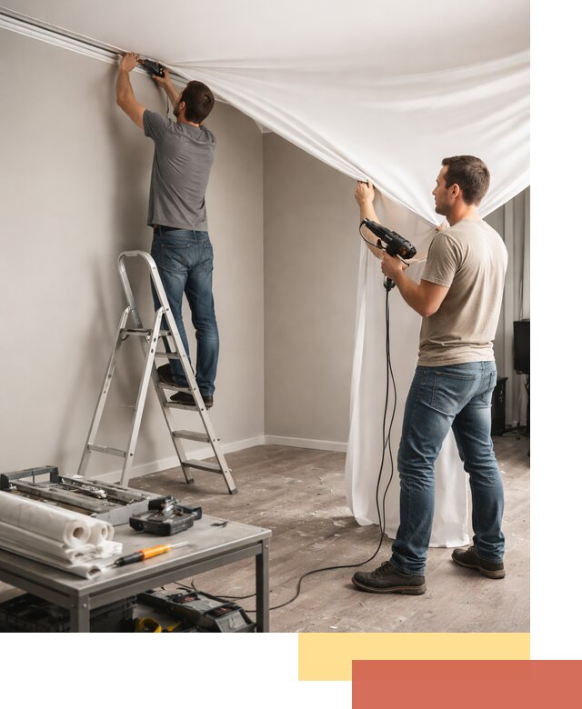 Монтаж натяжного потолка в студии в Новодвинске