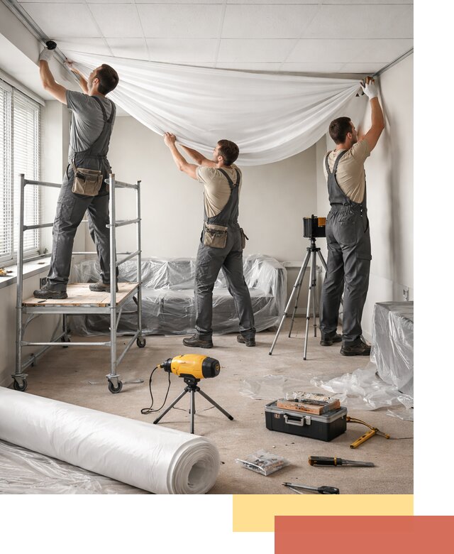 Монтаж натяжного потолка в офисе в Новодвинске