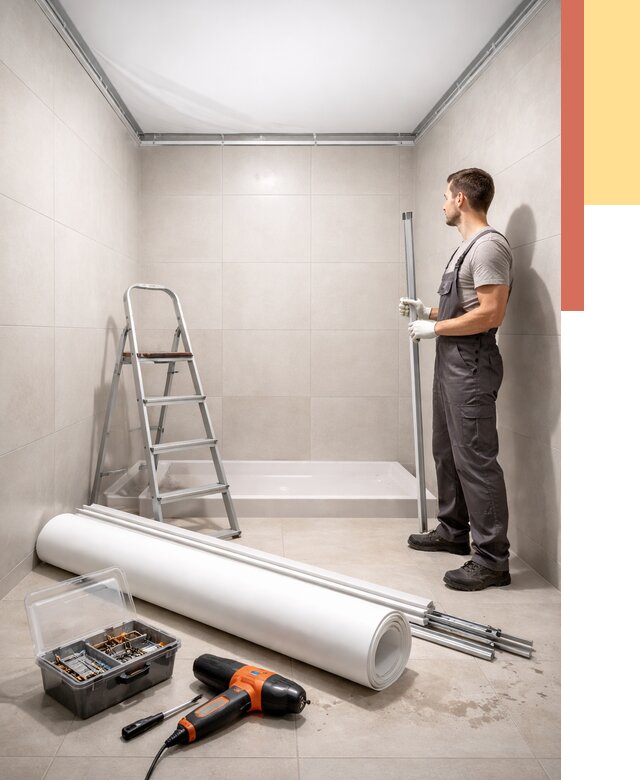 Монтаж натяжного потолка в санузле в Новодвинске от 1892 руб. — ОТДЕЛОЧНИК-Нвд