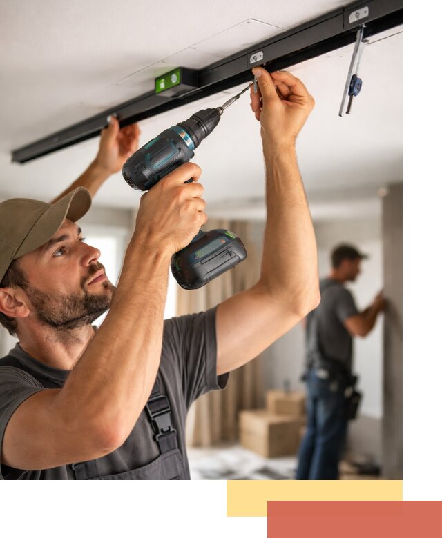 Установка трековых светильников в натяжной потолок в Новодвинске