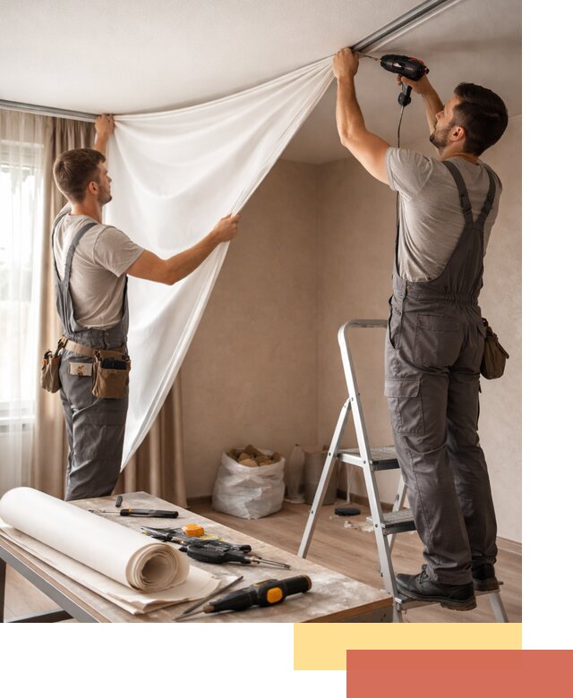 Замена полотна натяжного потолка в Новодвинске быстро и качественно