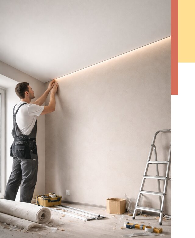 Теневые натяжные потолки в Новодвинске от 8386 руб. под ключ | ОТДЕЛОЧНИК-Нвд