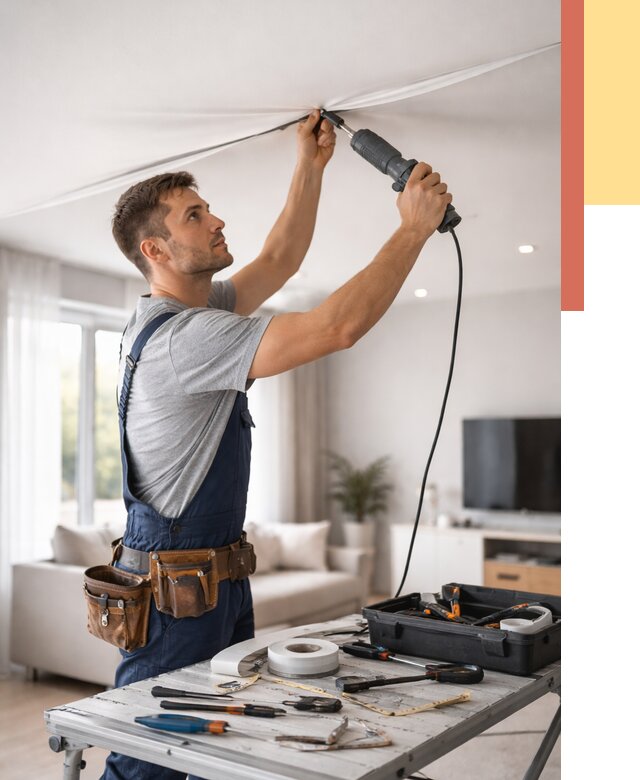 Ремонт натяжных потолков в Новодвинске от 9716 руб. под ключ — ОТДЕЛОЧНИК-Нвд