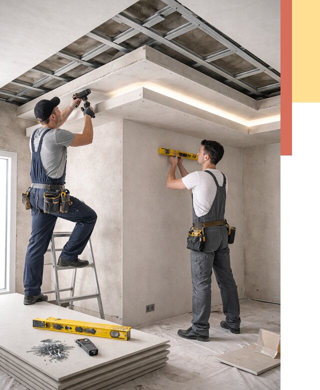 Двухуровневый потолок из гипсокартона в Новодвинске от 1483 руб. под ключ | ОТДЕЛОЧНИК-Нвд