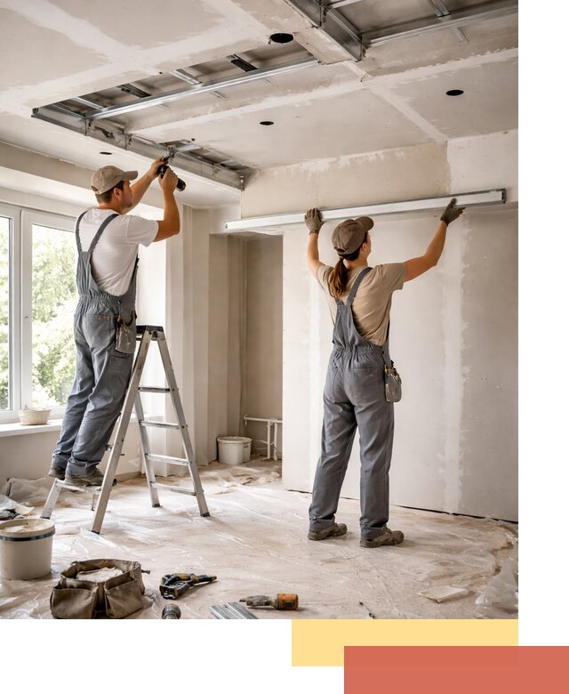 Монтаж многоуровневого потолка из гипсокартона в Новодвинске