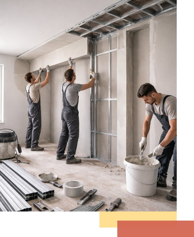 Монтаж потолка из гипсокартона с нишей в Новодвинске