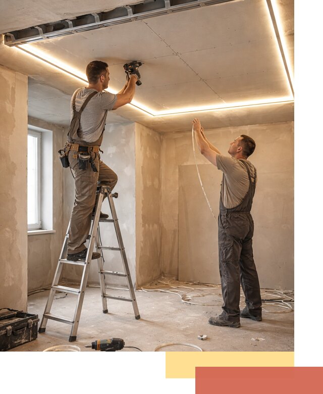 Потолок из гипсокартона с подсветкой в Новодвинске