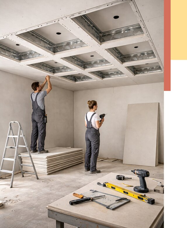 Кессонный потолок из гипсокартона в Новодвинске от 1892 руб. — монтаж и под ключ | ОТДЕЛОЧНИК-Нвд