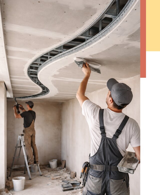 Криволинейный потолок из гипсокартона в Новодвинске от 2148 руб./м2 | ОТДЕЛОЧНИК-Нвд