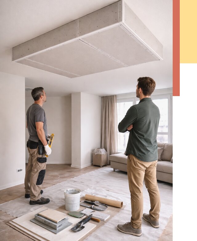 Короб на потолке из гипсокартона в Новодвинске от 2250 руб. — монтаж и услуги под ключ | ОТДЕЛОЧНИК-Нвд