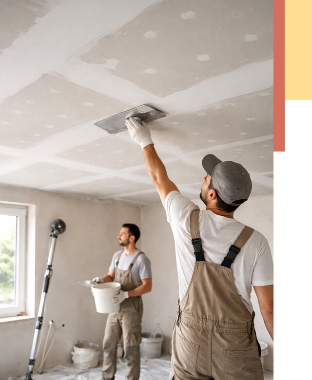 Шпаклевка потолка из гипсокартона в Новодвинске от 3273 руб./м2 — услуги под ключ | ОТДЕЛОЧНИК-Нвд