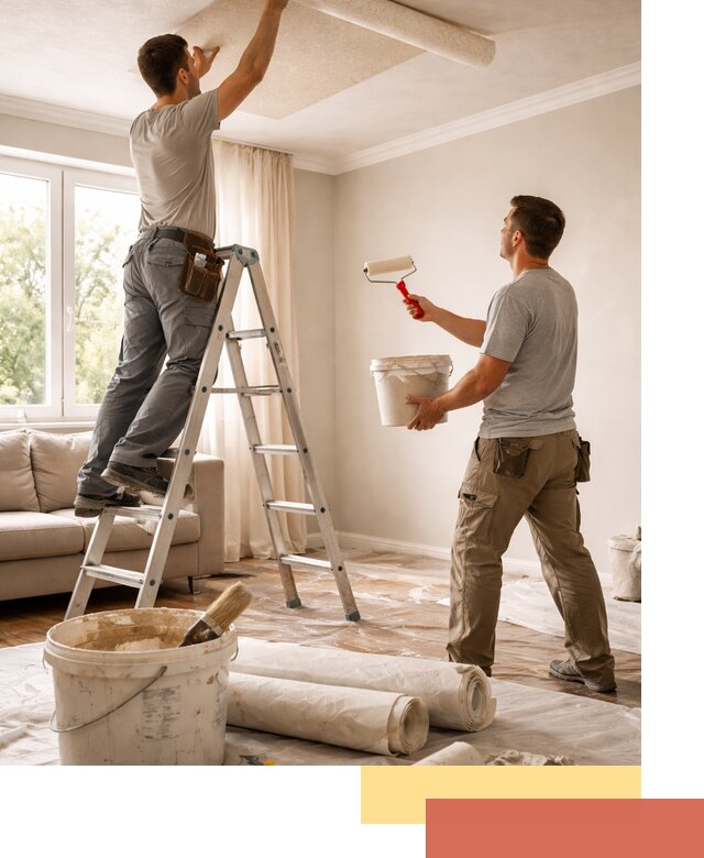 Поклейка обоев на потолок в Новодвинске — качественно и быстро