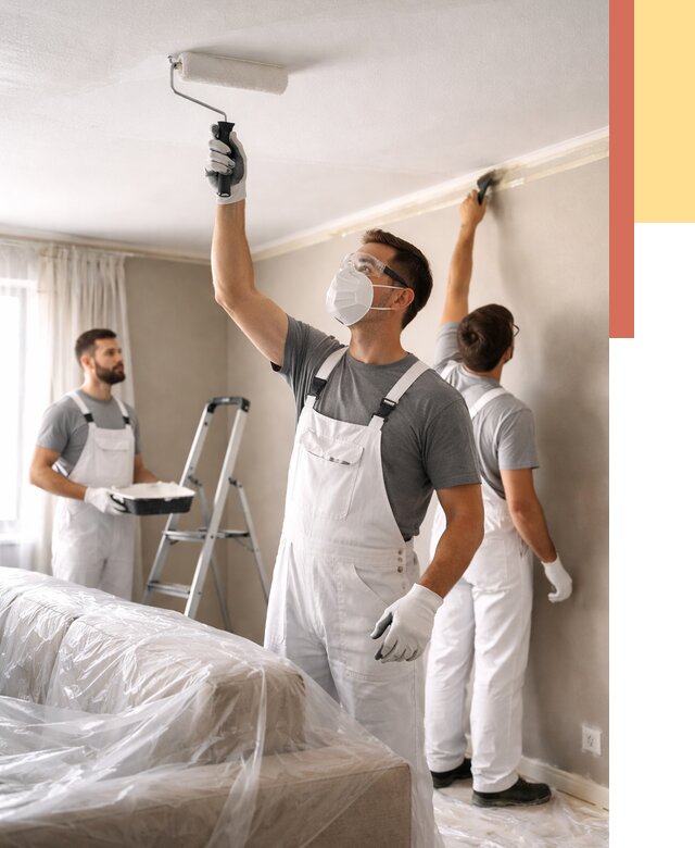 Покраска потолка водоэмельсионной краской в Новодвинске от 2250 руб/м² — услуги под ключ | ОТДЕЛОЧНИК-Нвд