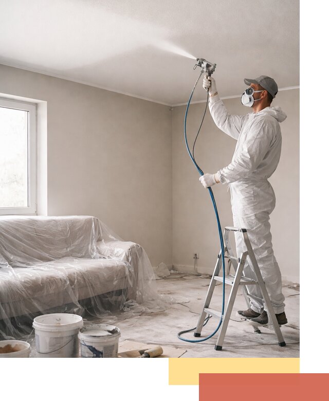 Покраска потолка краскопультом в Новодвинске быстро и качественно