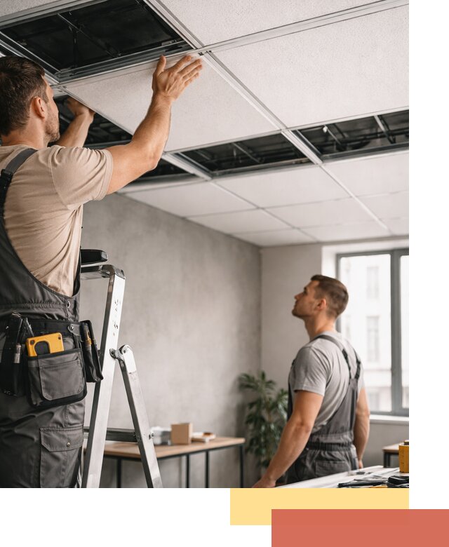 Монтаж потолочной плитки в Новодвинске качественно и в срок