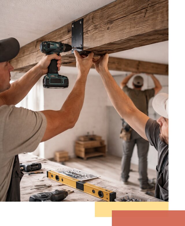 Монтаж декоративных потолочных балок в Новодвинске