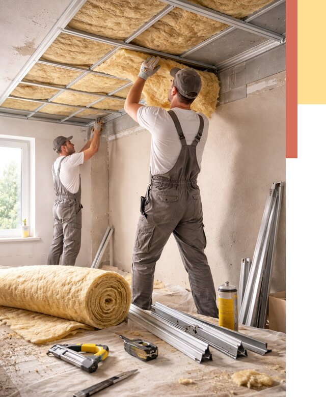 Утепление потолка в Новодвинске от 7363 руб/м2 — недорого, быстро, под ключ | ОТДЕЛОЧНИК-Нвд